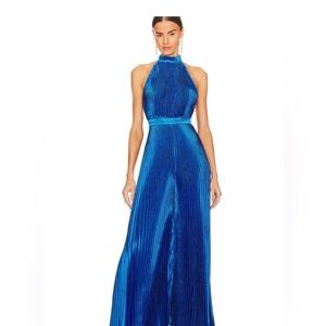 Elegant Blue Halter Jumpsuit